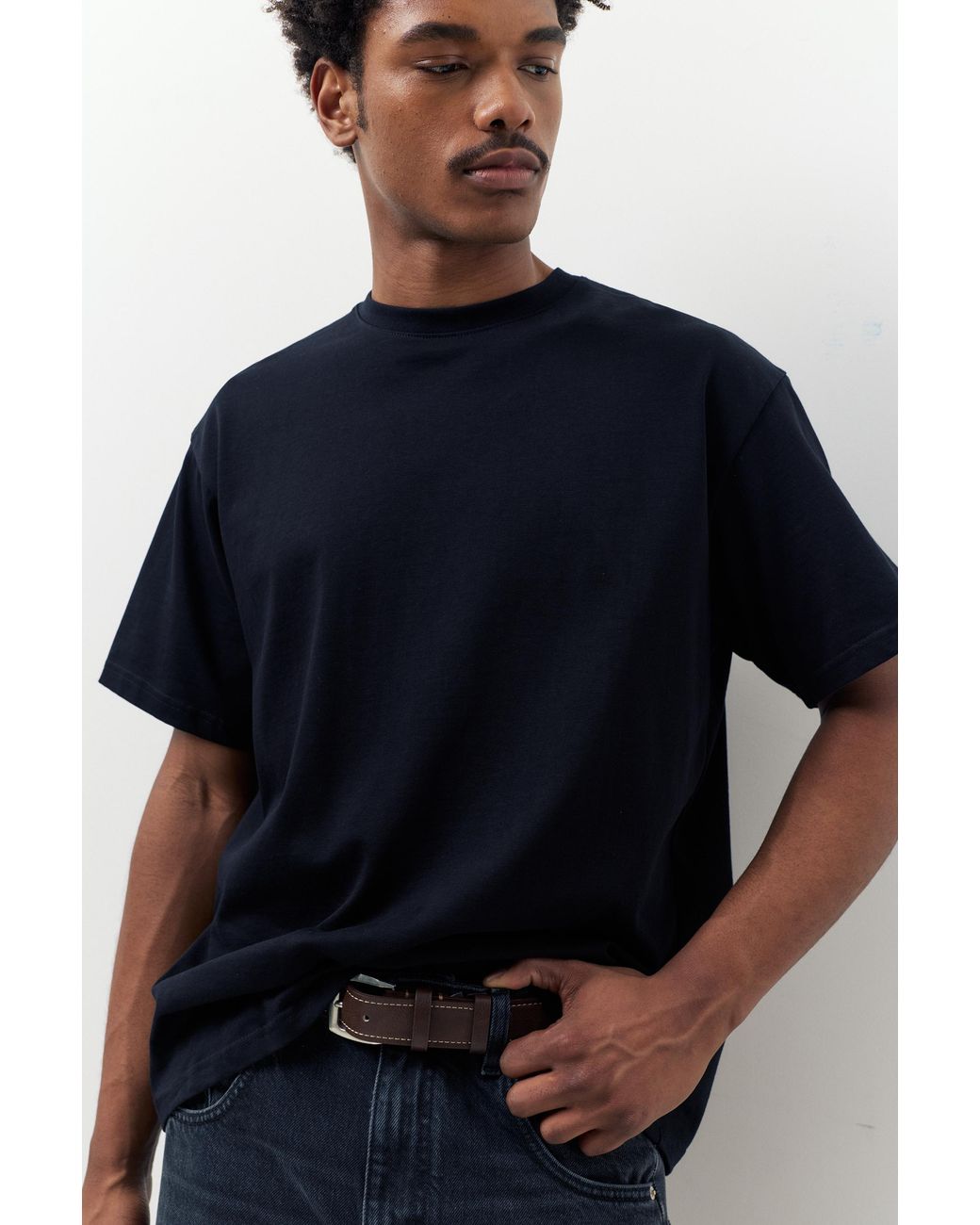 Pull&Bear Brown Leather Effect Belt With Seams for men