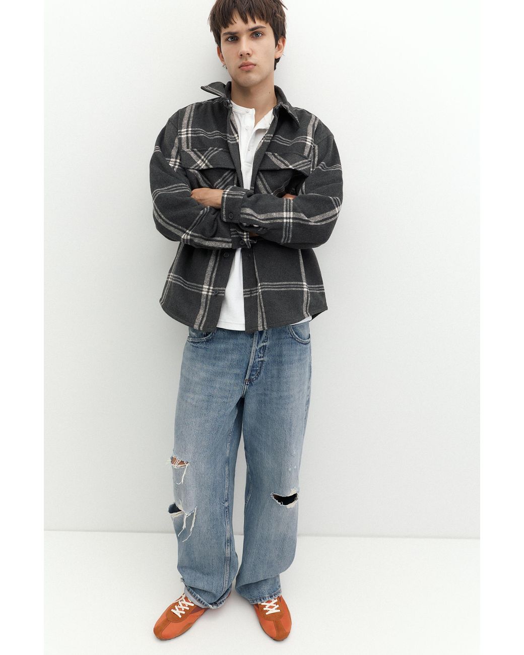 Giacca Camicia A Maniche Lunghe A Quadri di Pull&Bear in Black da Uomo