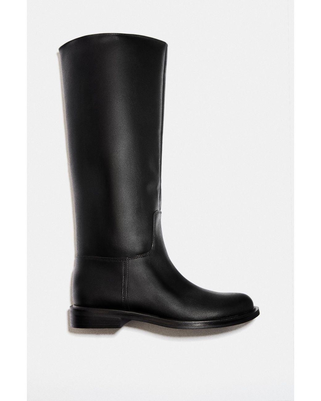 Pull&Bear Black High Flat Boots