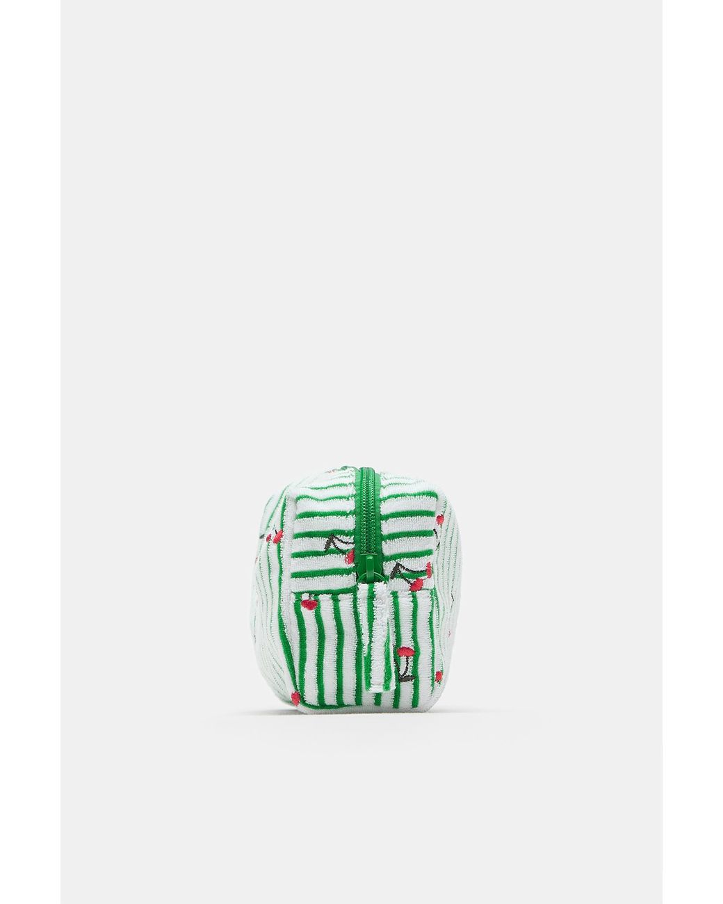 Pull&Bear Green Towel-Effect Striped Wash Bag