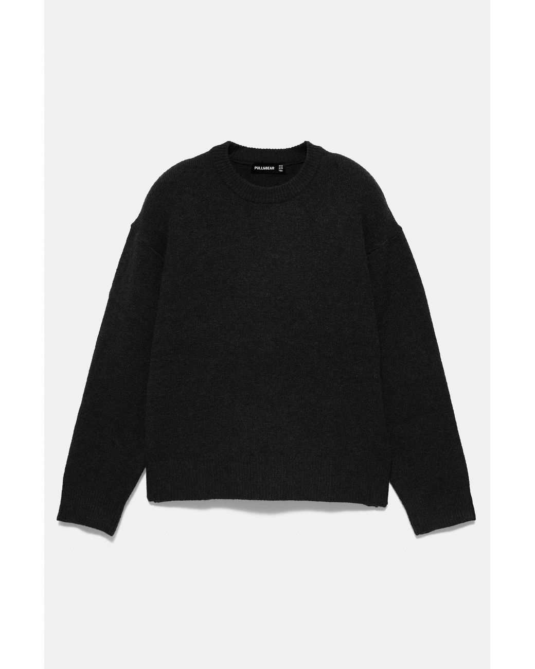 Pull&Bear Black Basic Round Neck Jumper for men