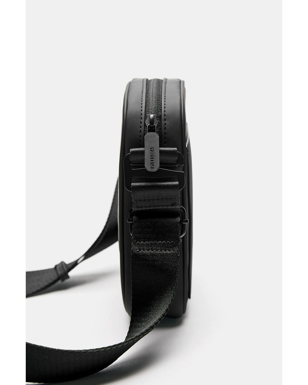Pull&Bear Black Rubberised Crossbody Bag for men
