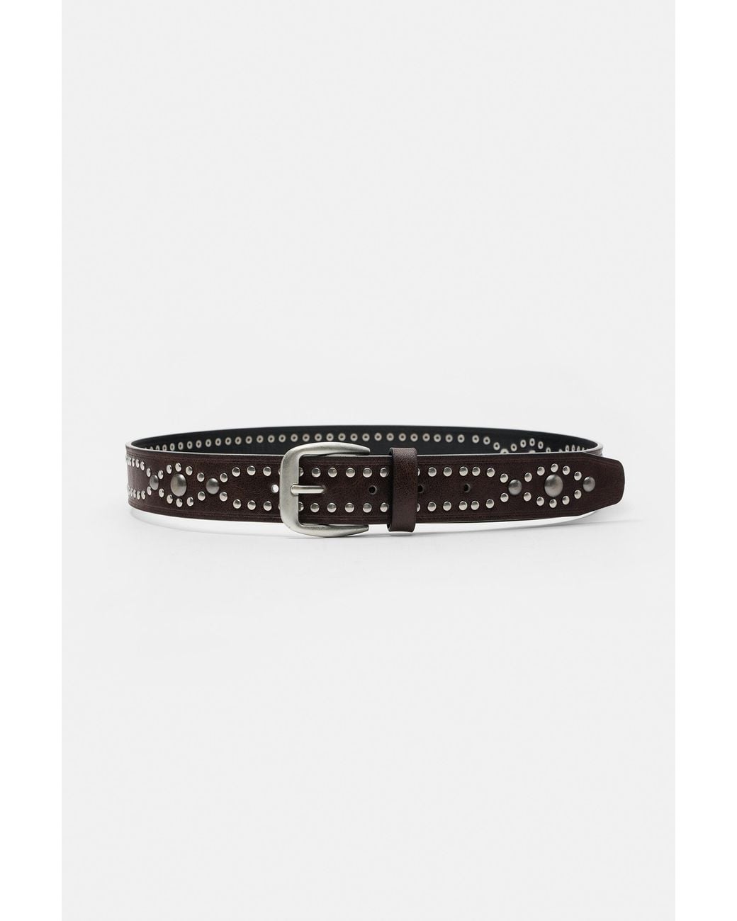 Pull&Bear Black Leather Effect Studded Belt for men