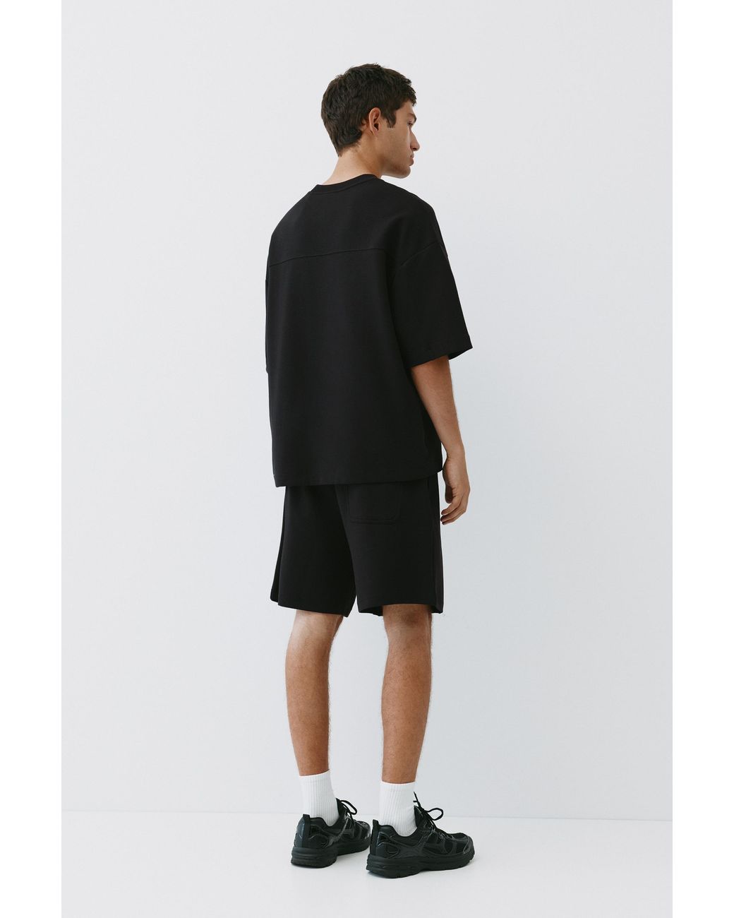 Bermuda Jogging Interlock Pull&Bear pour homme en coloris Black
