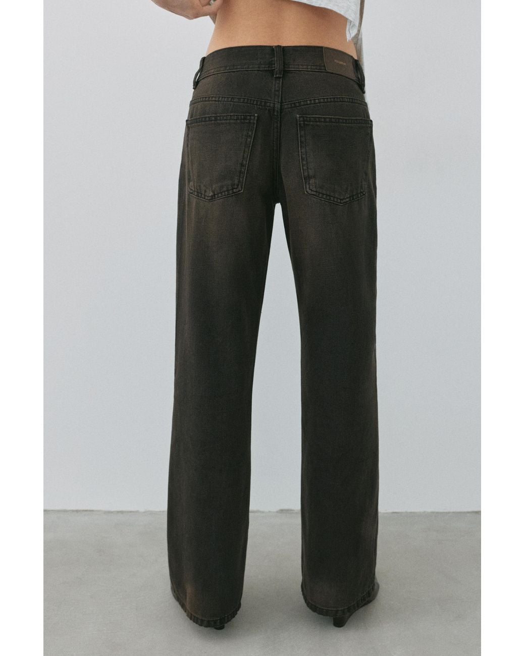 Pull&Bear Gray Low-Rise Straight-Leg Jeans