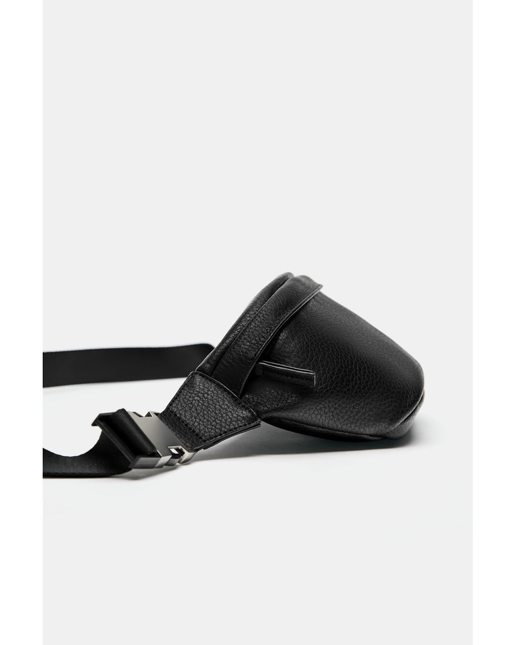 Pull&Bear Black Textured Belt Bag for men