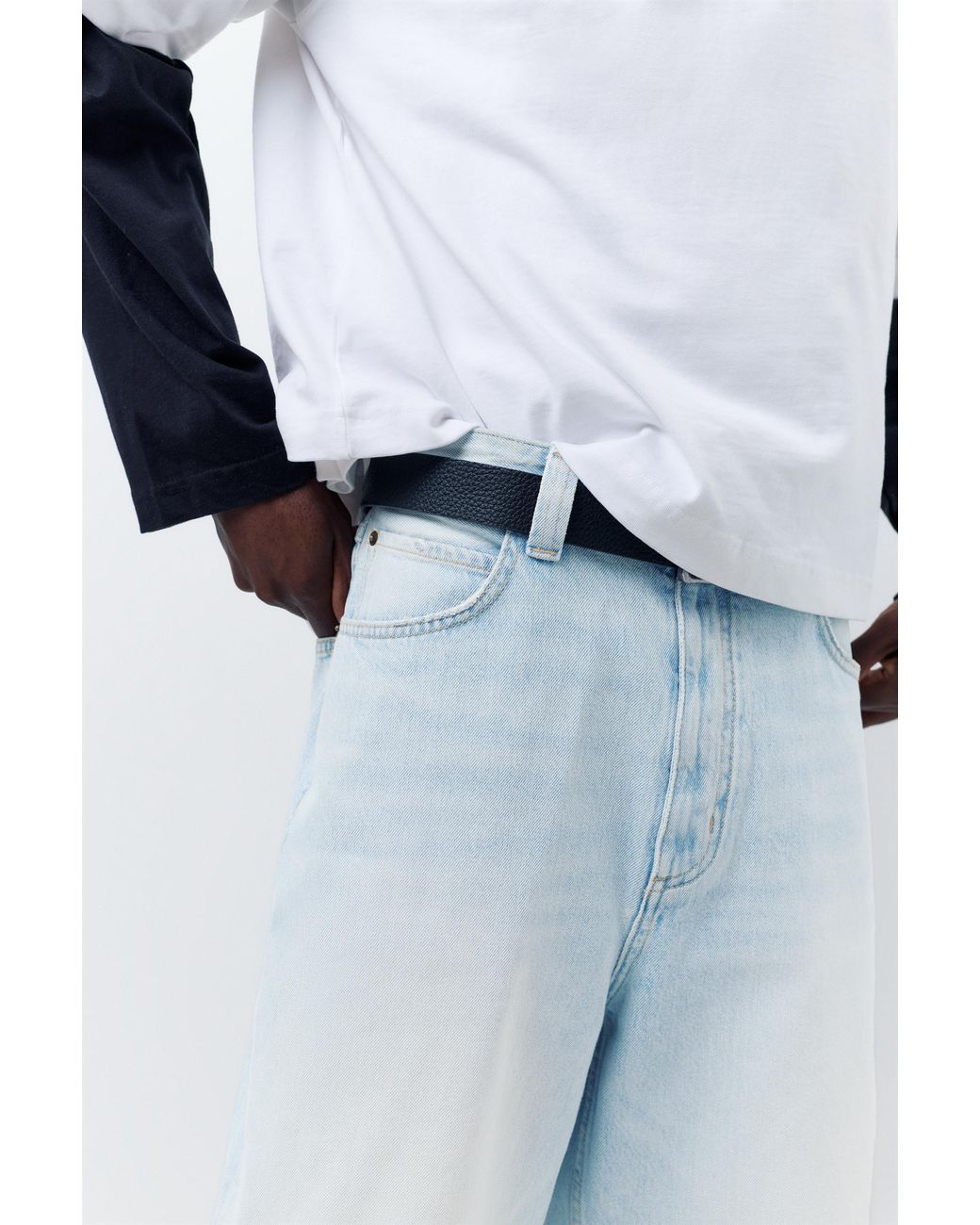 Pull&Bear Blue Skater Denim Bermuda Shorts for men