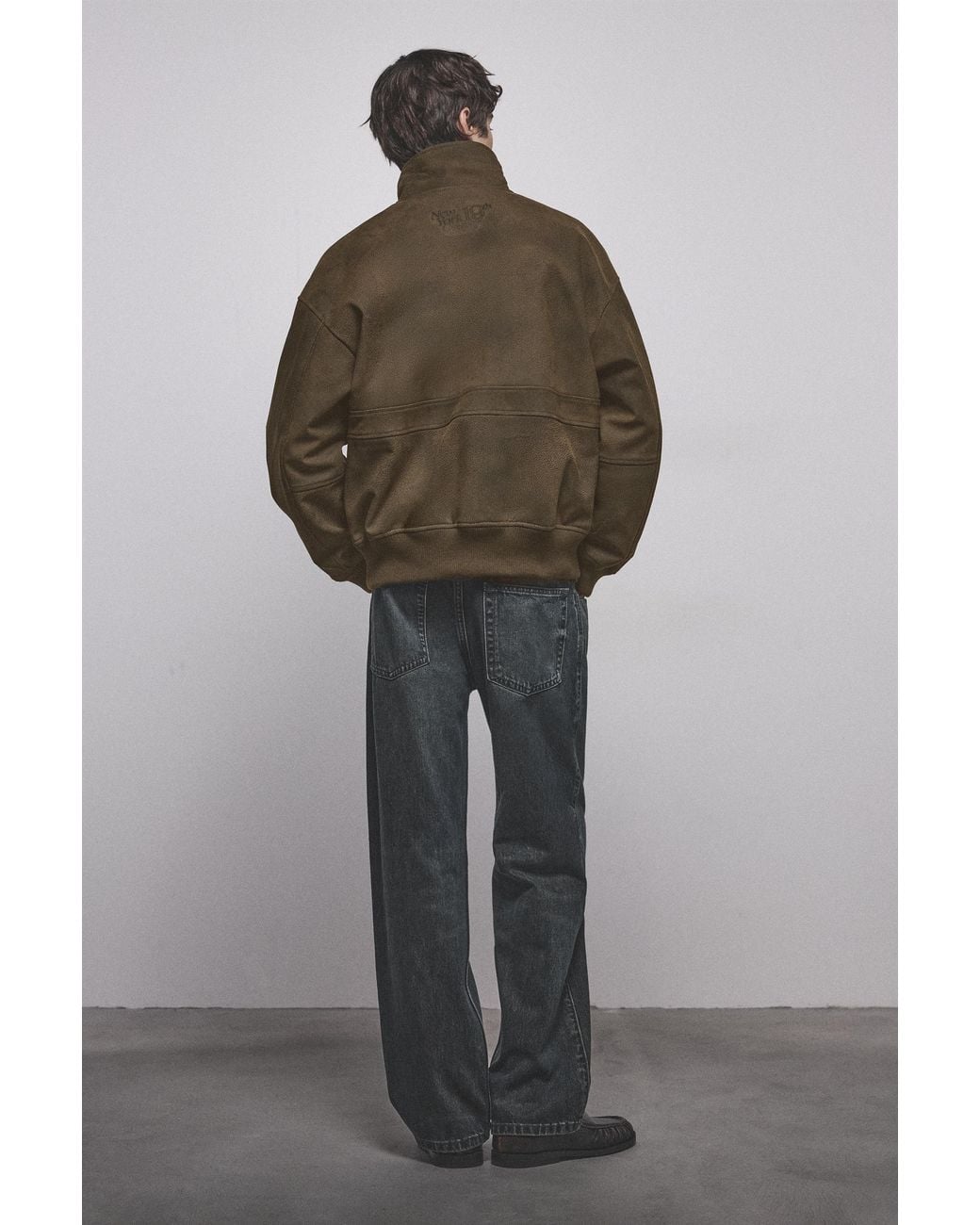 Pull&Bear Brown Washed Effect Leather Effect Jacket for men