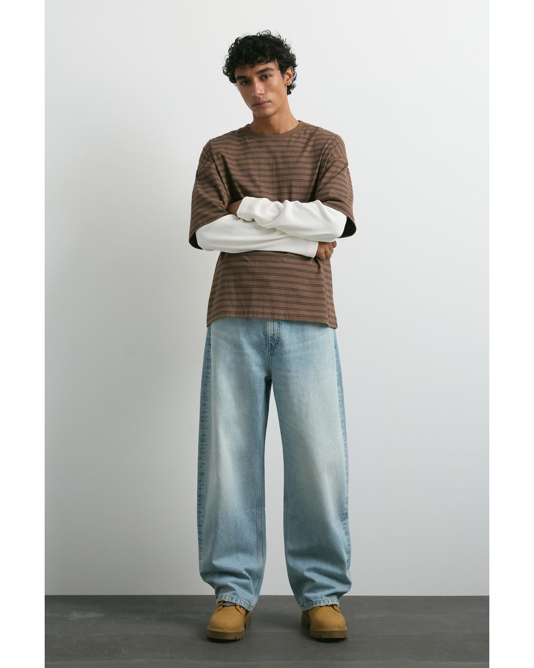 Pull&Bear Blue Balloon-Fit Baggy Jeans for men