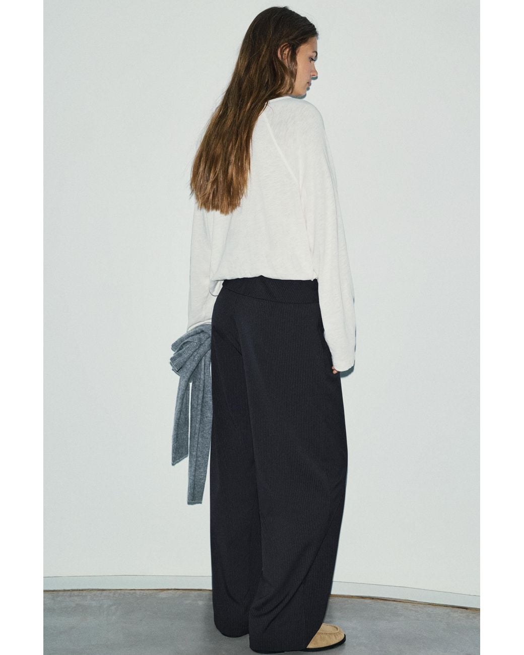 Pull&Bear Nette Broek Met Omgeslagen Taille in het Blue