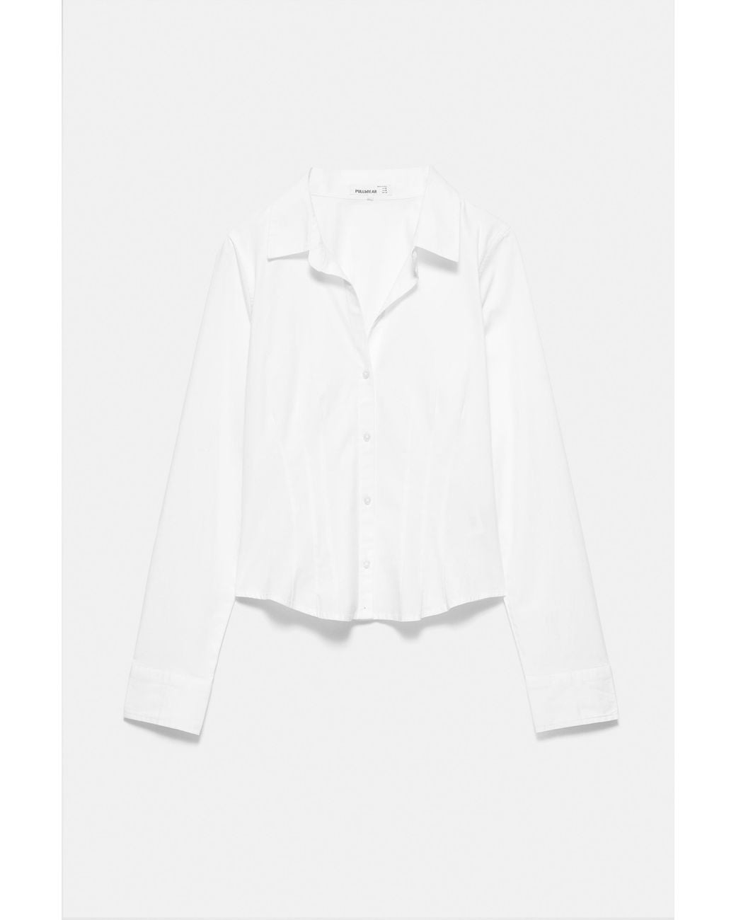 Pull&Bear White Tailliertes Hemd Mit Breiten Manschetten