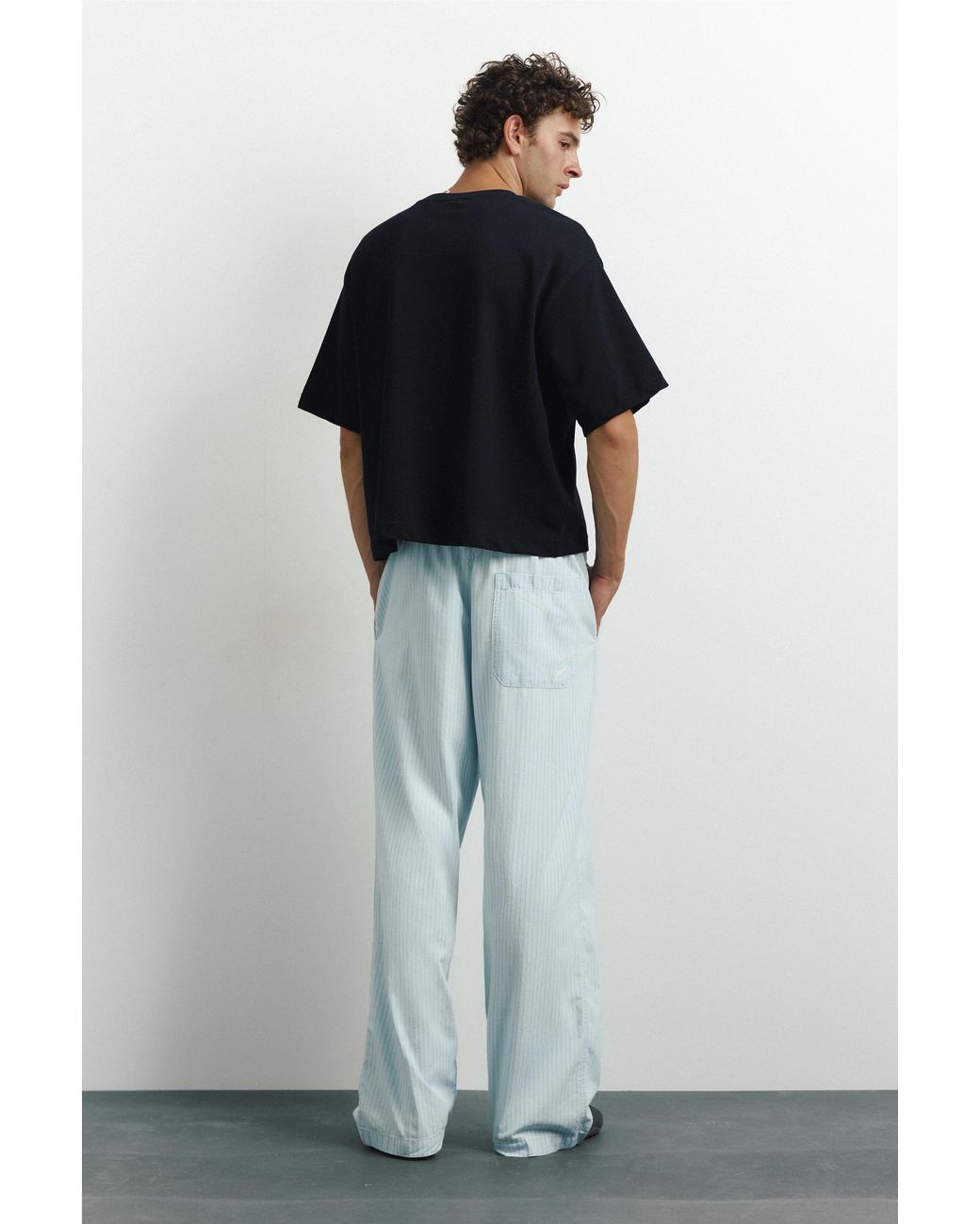 Pull&Bear Blue Striped Pyjama-Style Trousers for men