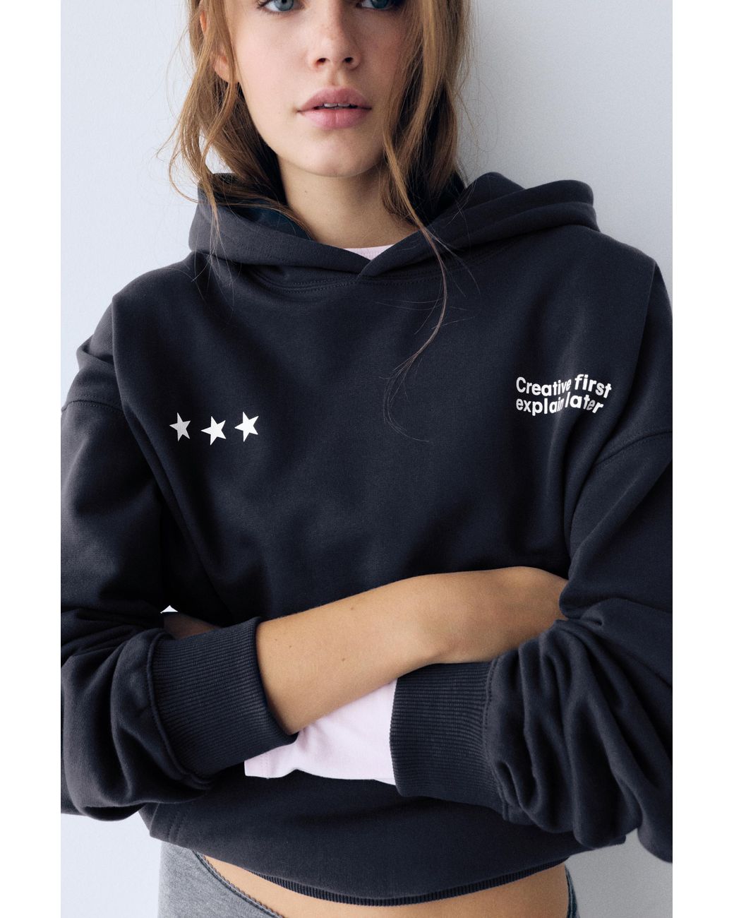 Sweat À Capuche Graphique Étoiles Pull&Bear en coloris Black