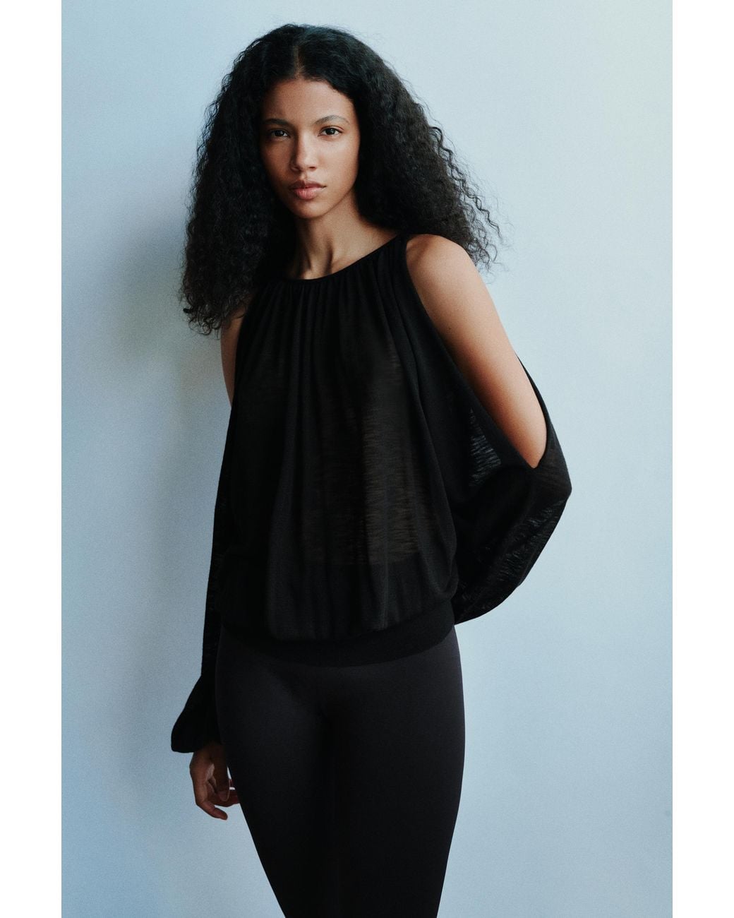 Pull&Bear Black Fine Knit Cut-Out Top