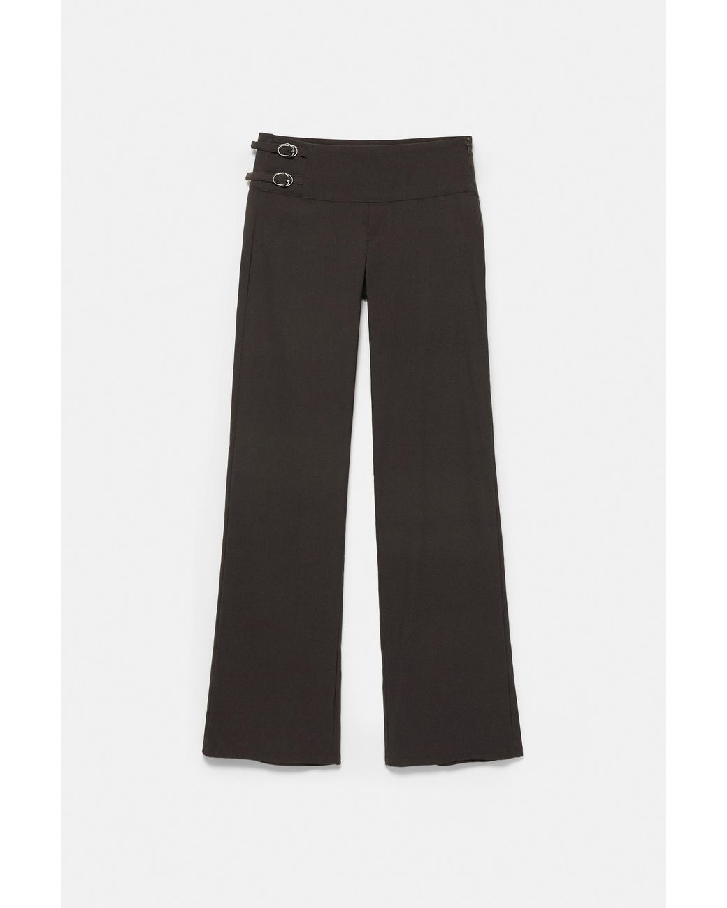 Pull&Bear Gray Straight-Leg Double Buckle Trousers