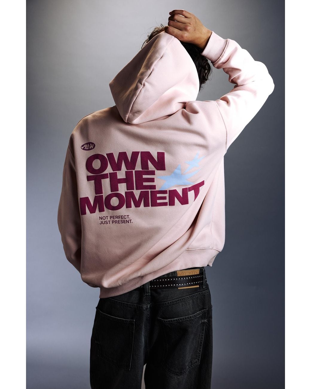 Pull&Bear Pink Graphic Sweatshirt With Hood for men