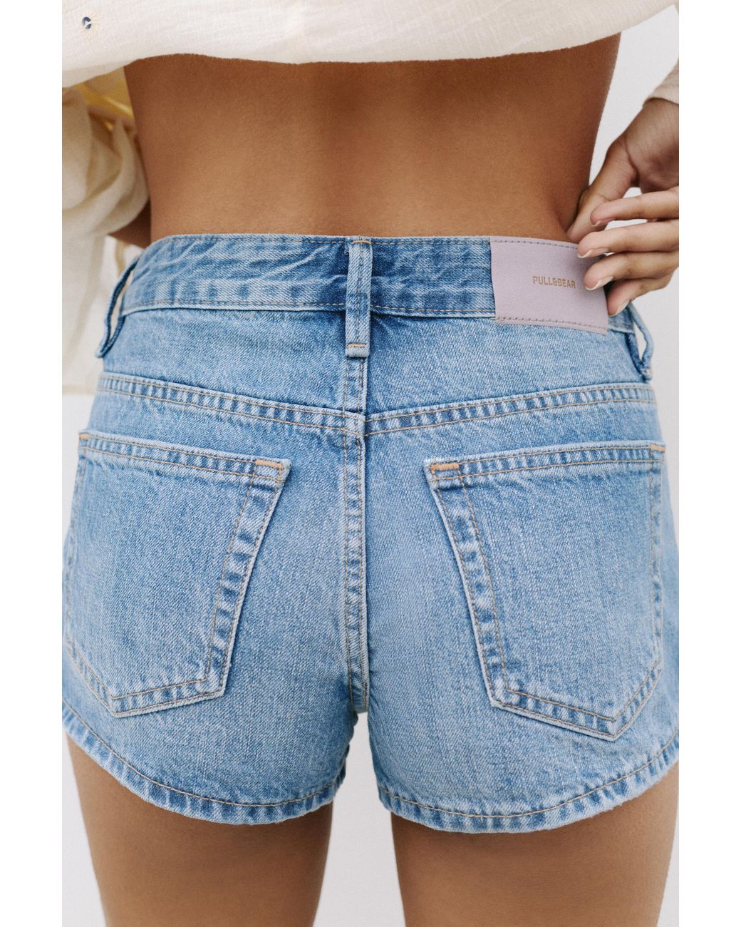 Pull&Bear Blue Low-Rise Denim Mini Shorts
