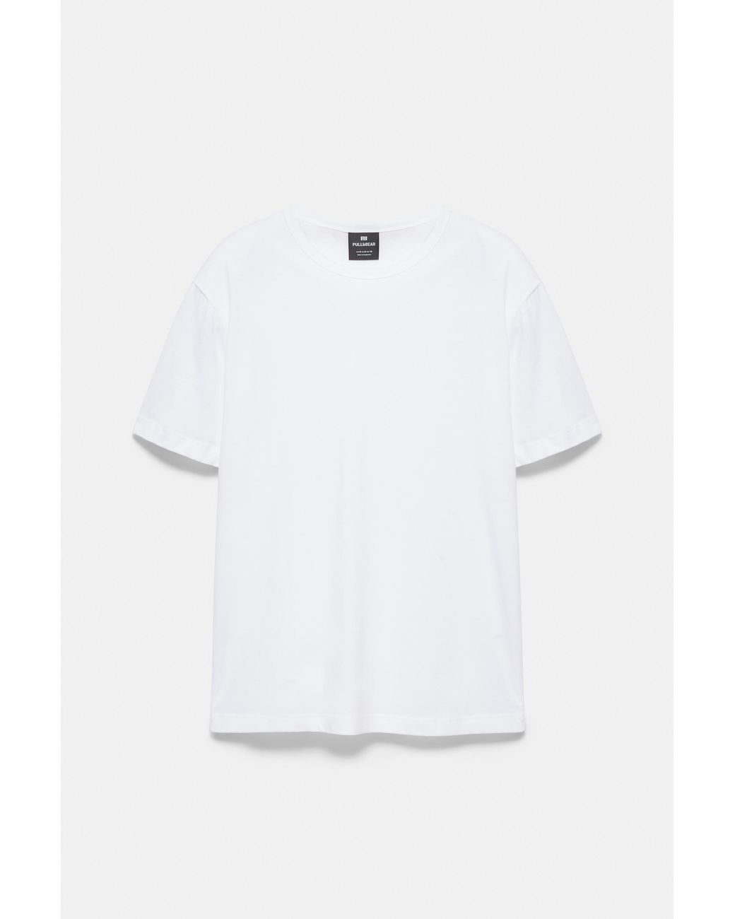Pull&Bear White Basic Slim Fit T-Shirt for men