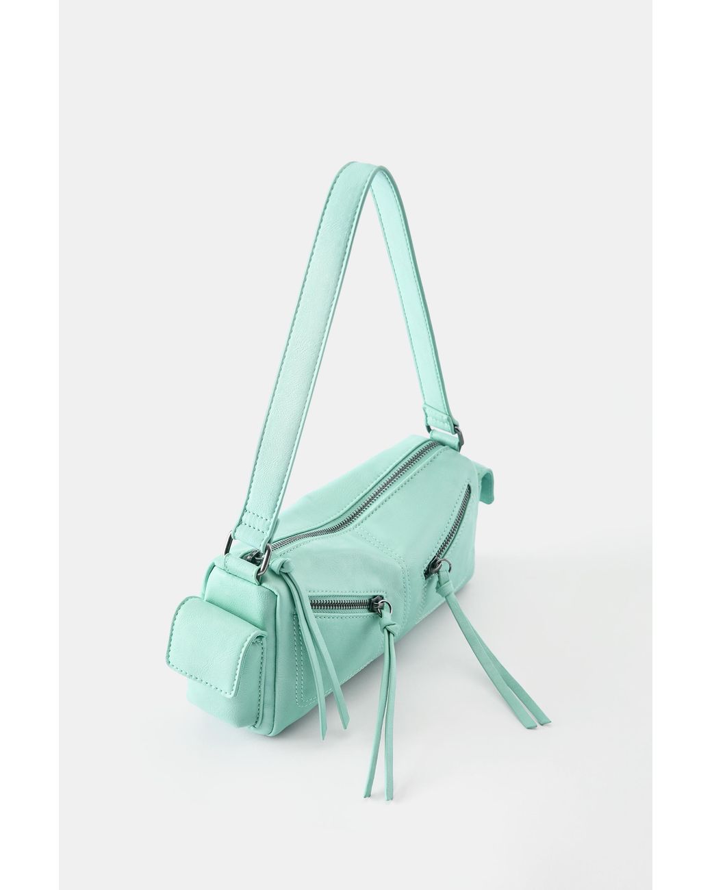 Pull&Bear Green Multipocket Shoulder Bag With Zips