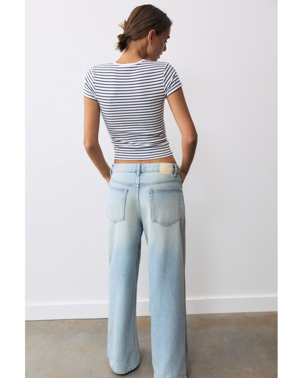 Pull&Bear Blue Ribbed Short Sleeve T-Shirt