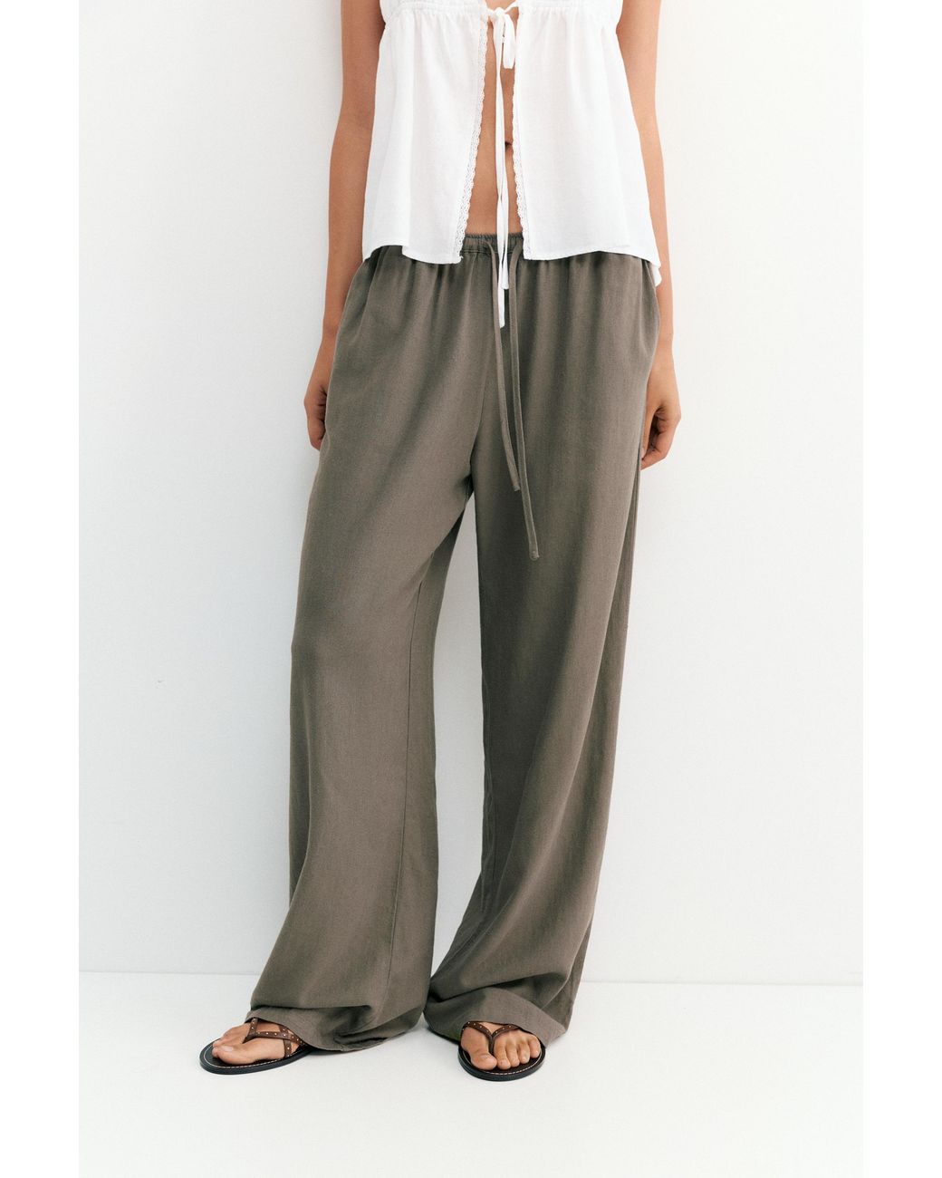 Pull&Bear Multicolor Flowy Trousers With Linen