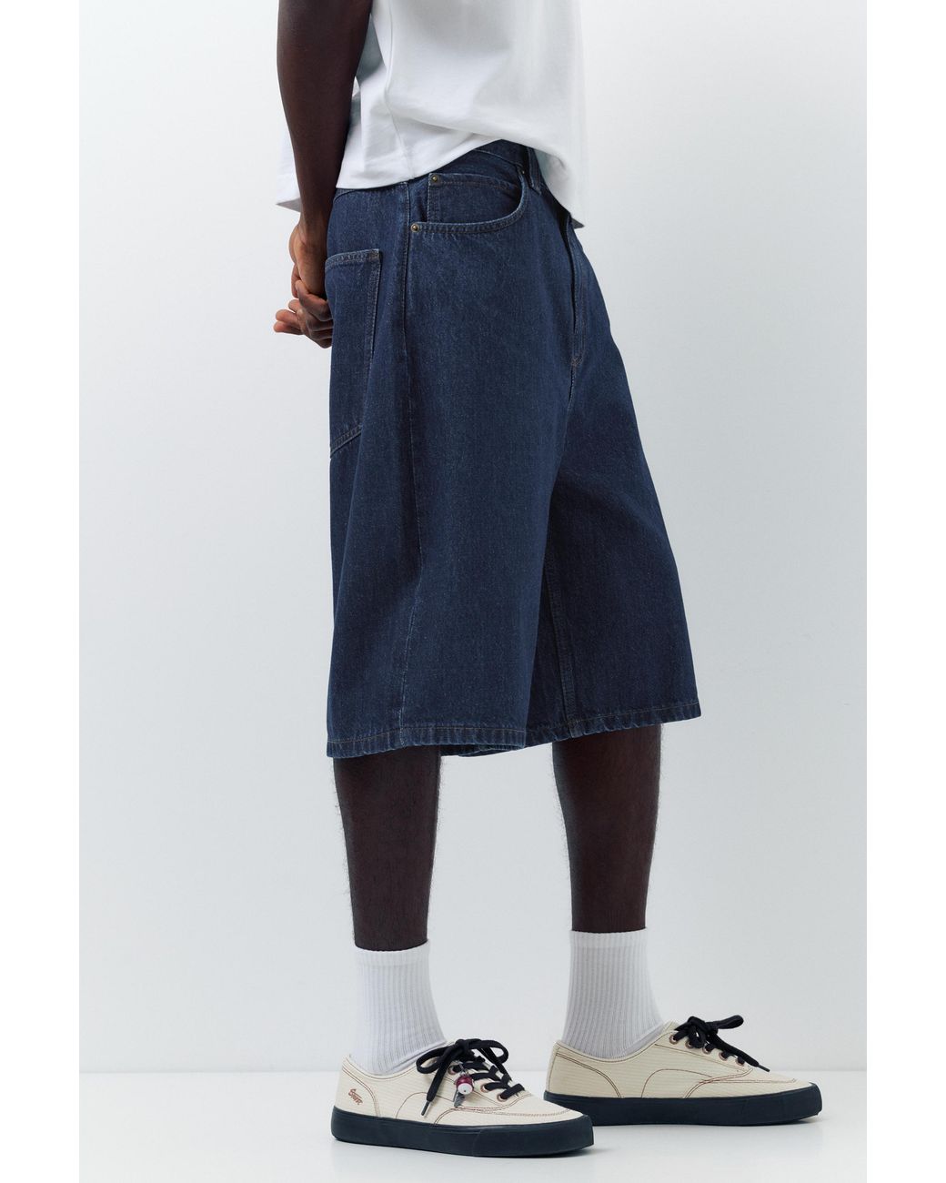 Pull&Bear Blue Skater Denim Bermuda Shorts for men