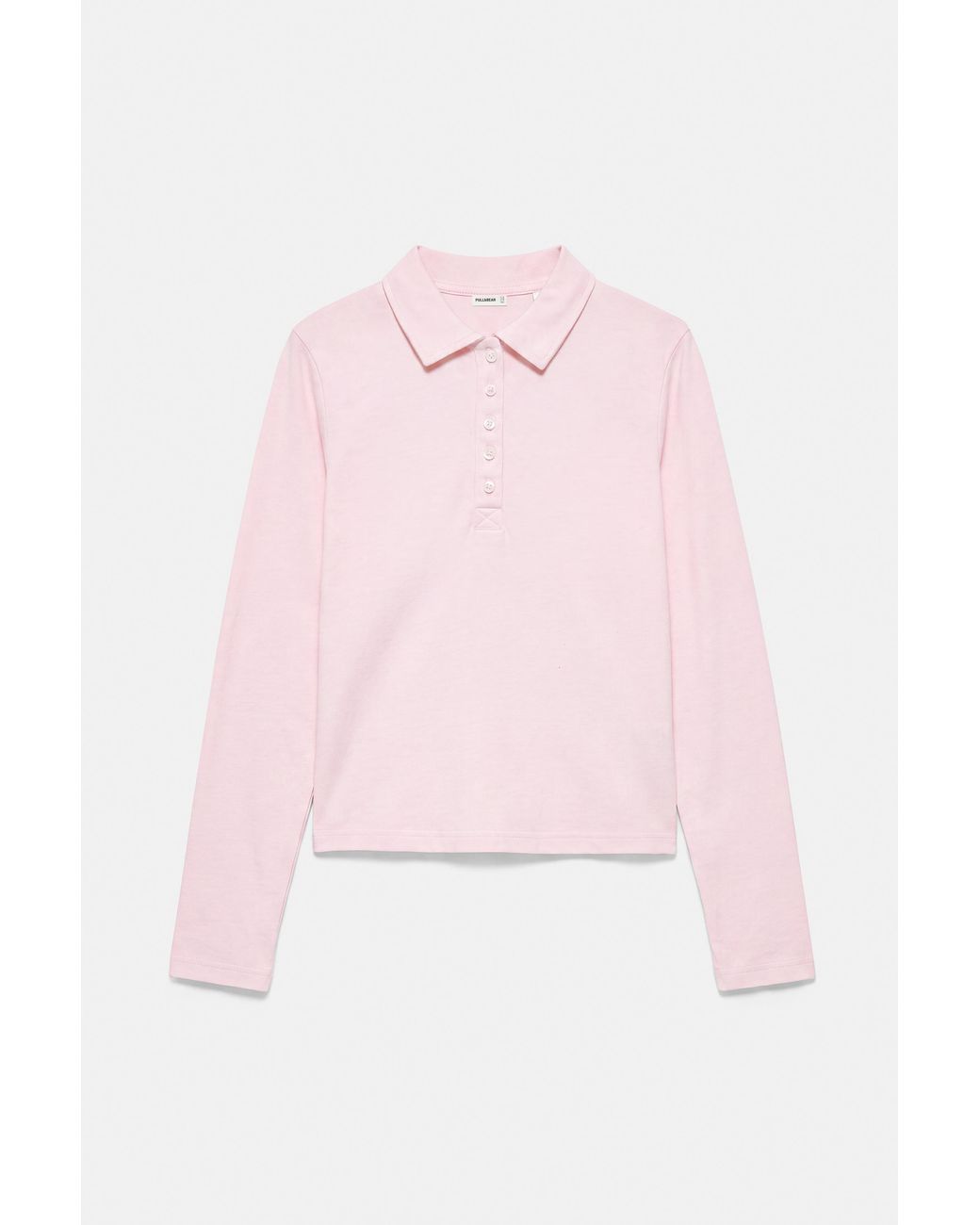 Pull&Bear Pink Long Sleeve Polo Shirt