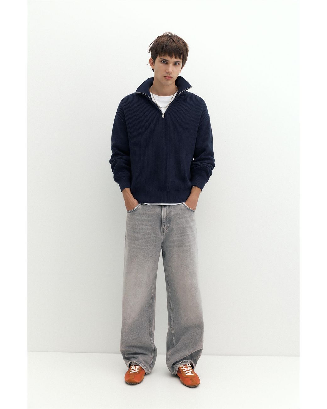 Pull&Bear Blue Quarter-Zip Jumper for men