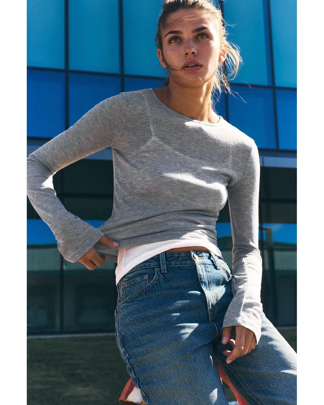 T-Shirt Superposé Fin Pull&Bear en coloris Blue