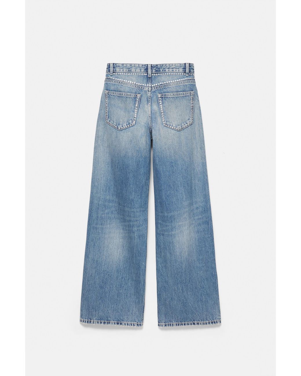 Pull&Bear Blue Studded Straight-Leg Jeans
