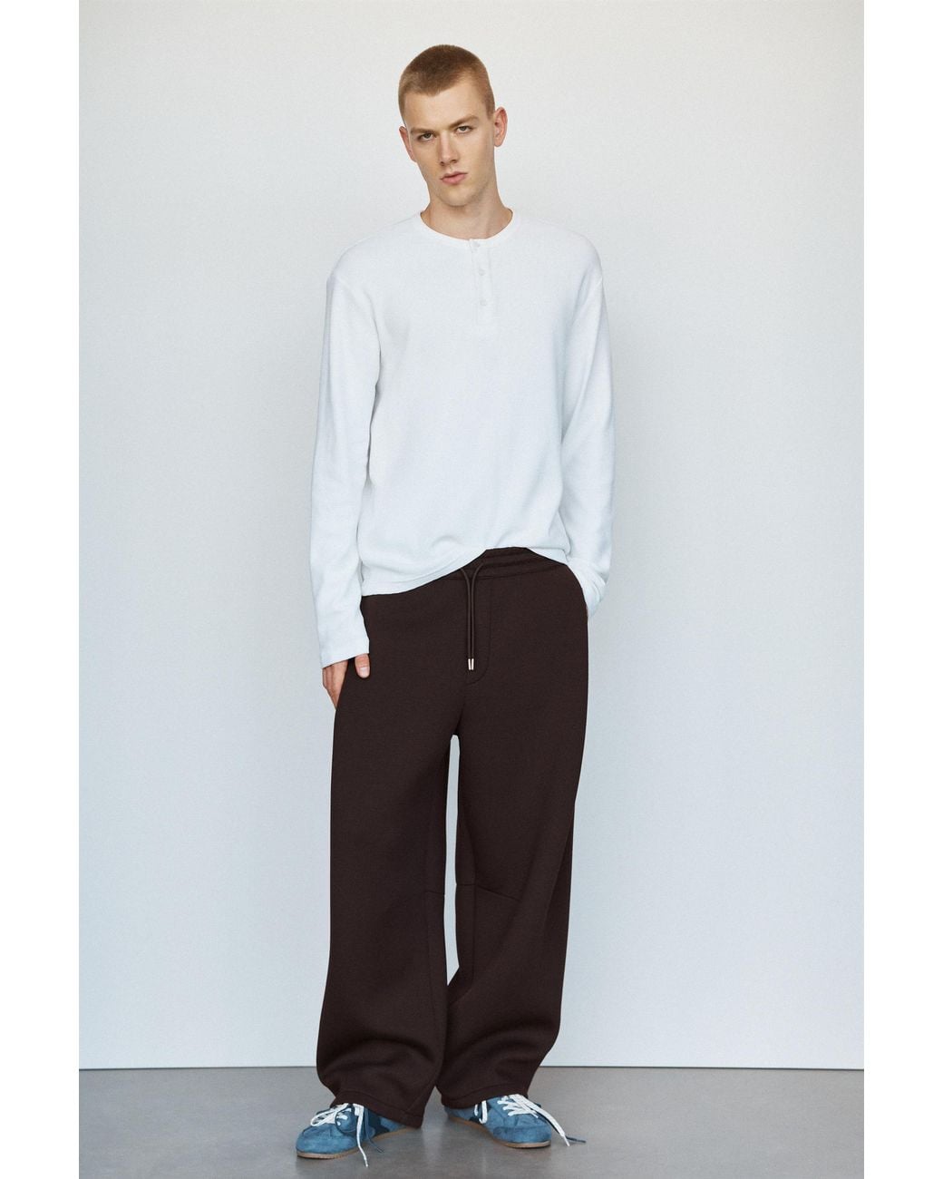 Pull&Bear Black Neoprene Darted Trousers for men