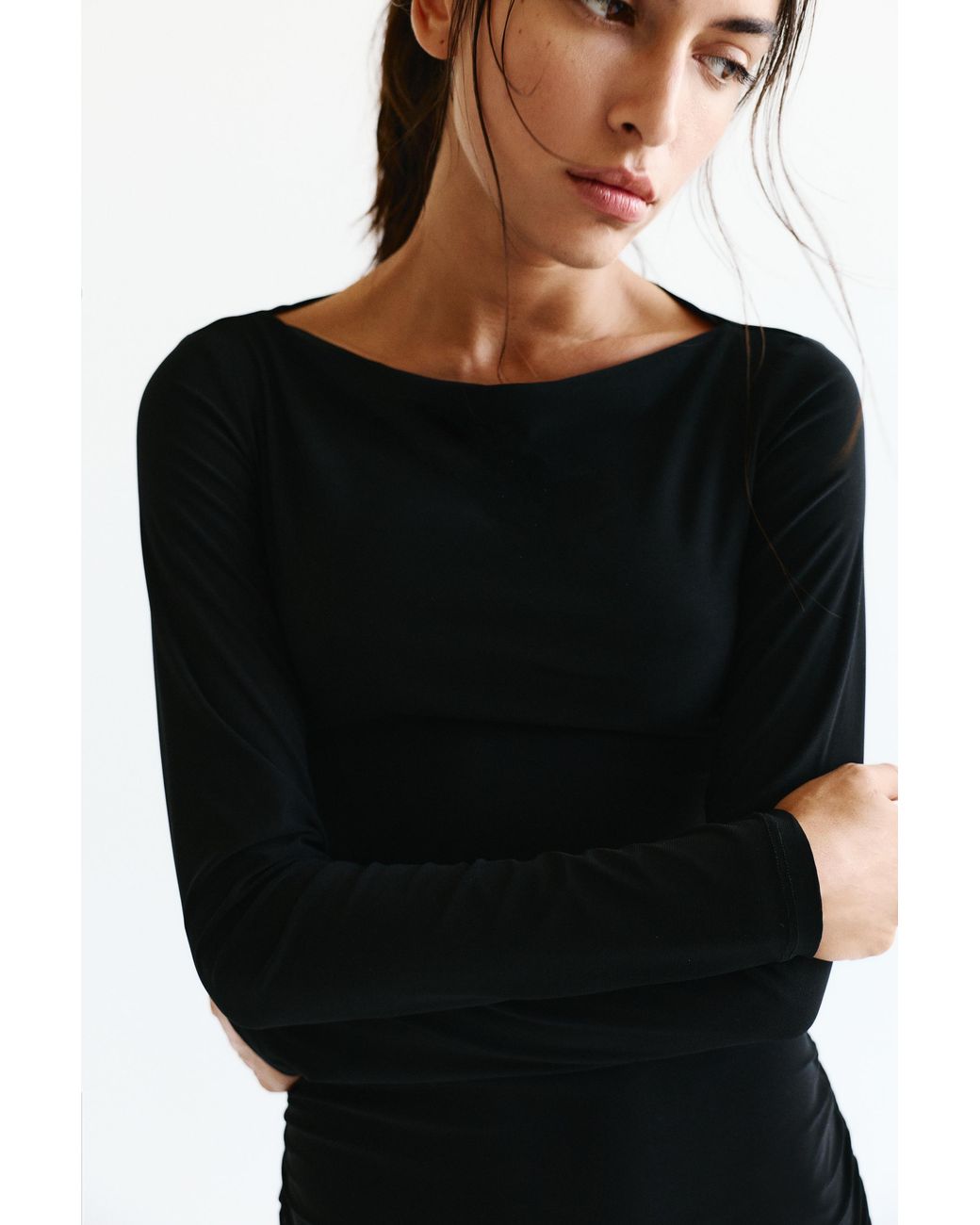 Pull&Bear Black Ruched Short Dress