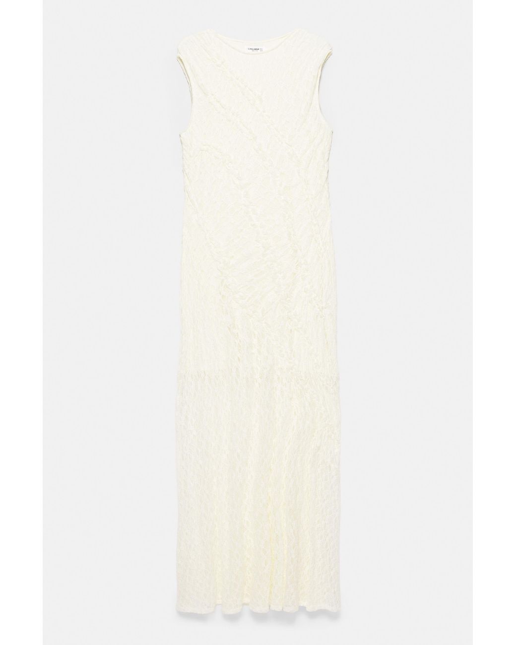 Pull&Bear Natural Fitted Lace Midi Dress