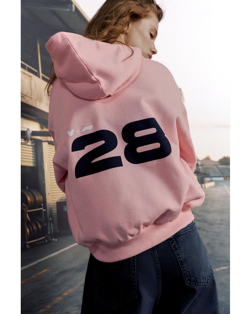 Pull&Bear Pink Disney X F1 Mickey Hood Sweatshirt