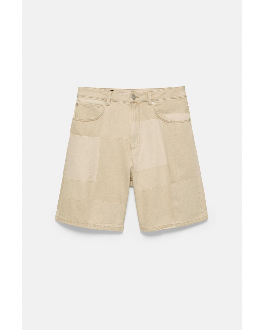 Pull&Bear Natural Jacquard Denim Bermuda Shorts for men