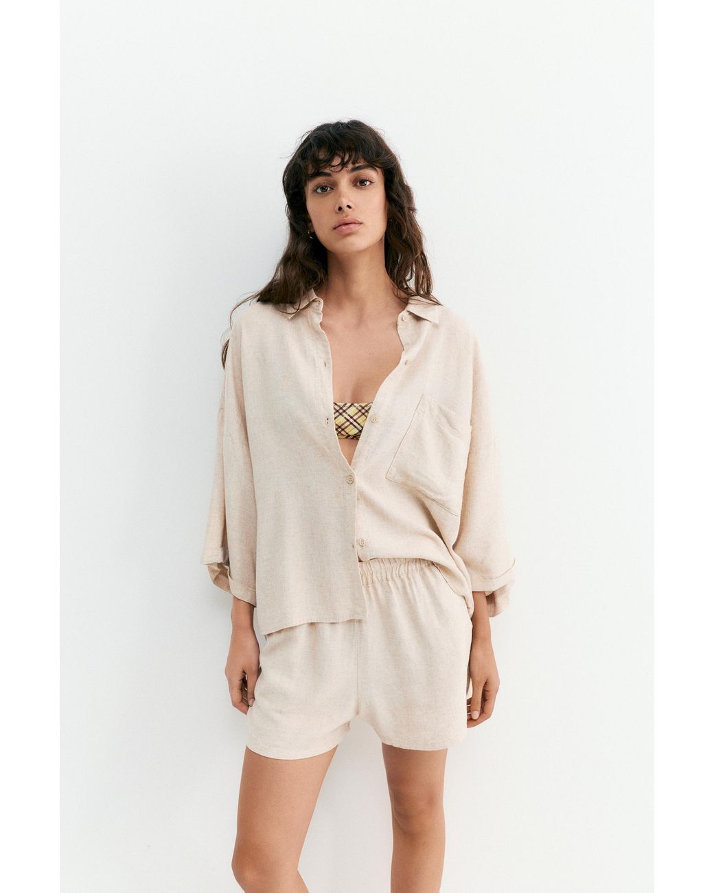 Short En Lin Pull&Bear en coloris Gray