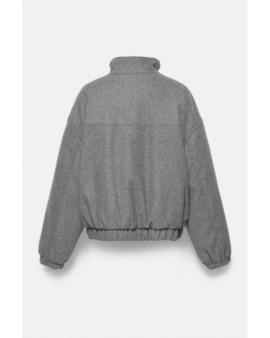 Pull&Bear Gray Cloth Bomber Jacket With A High Neck
