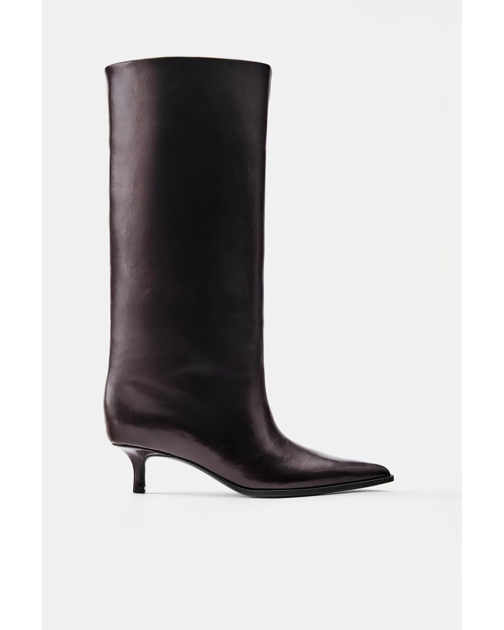 Pull&Bear Gray Tall Kitten Heel Boots