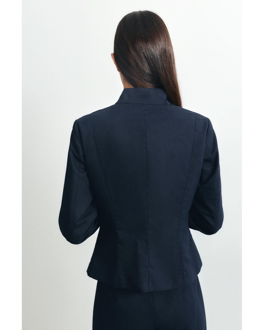 Pull&Bear Blue Fitted High Neck Jacket
