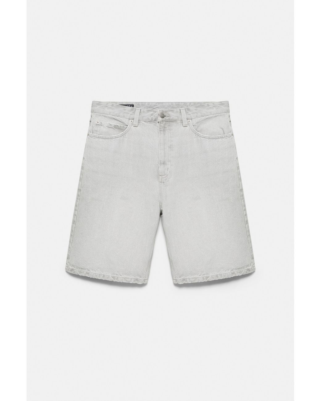 Pull&Bear Gray Skater Denim Bermuda Shorts for men
