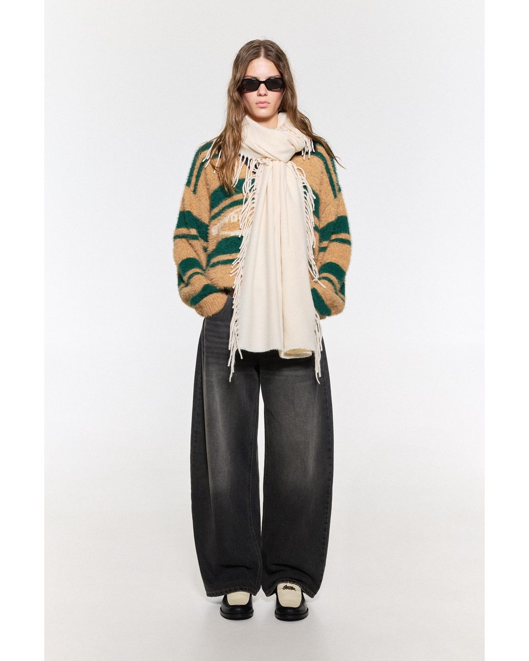 Sciarpa Con Frange di Pull&Bear in Gray