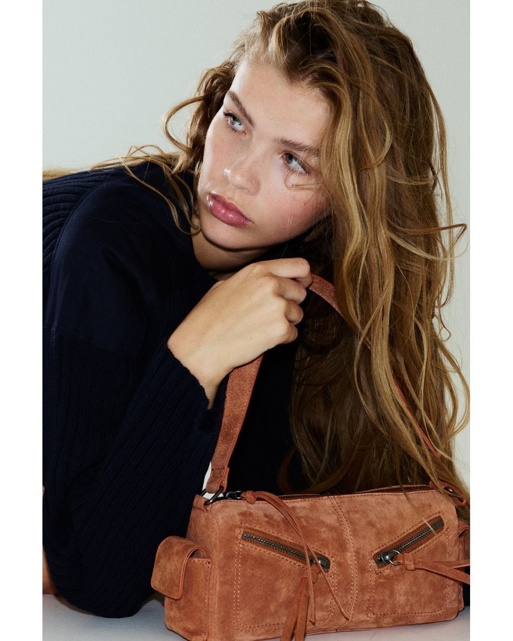 Pull&Bear Black Multipocket Leather Shoulder Bag