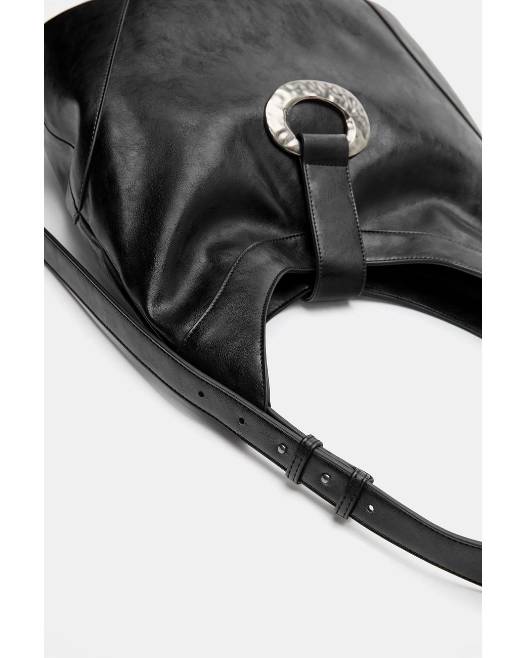 Pull&Bear Black Ring Detail Tote Bag