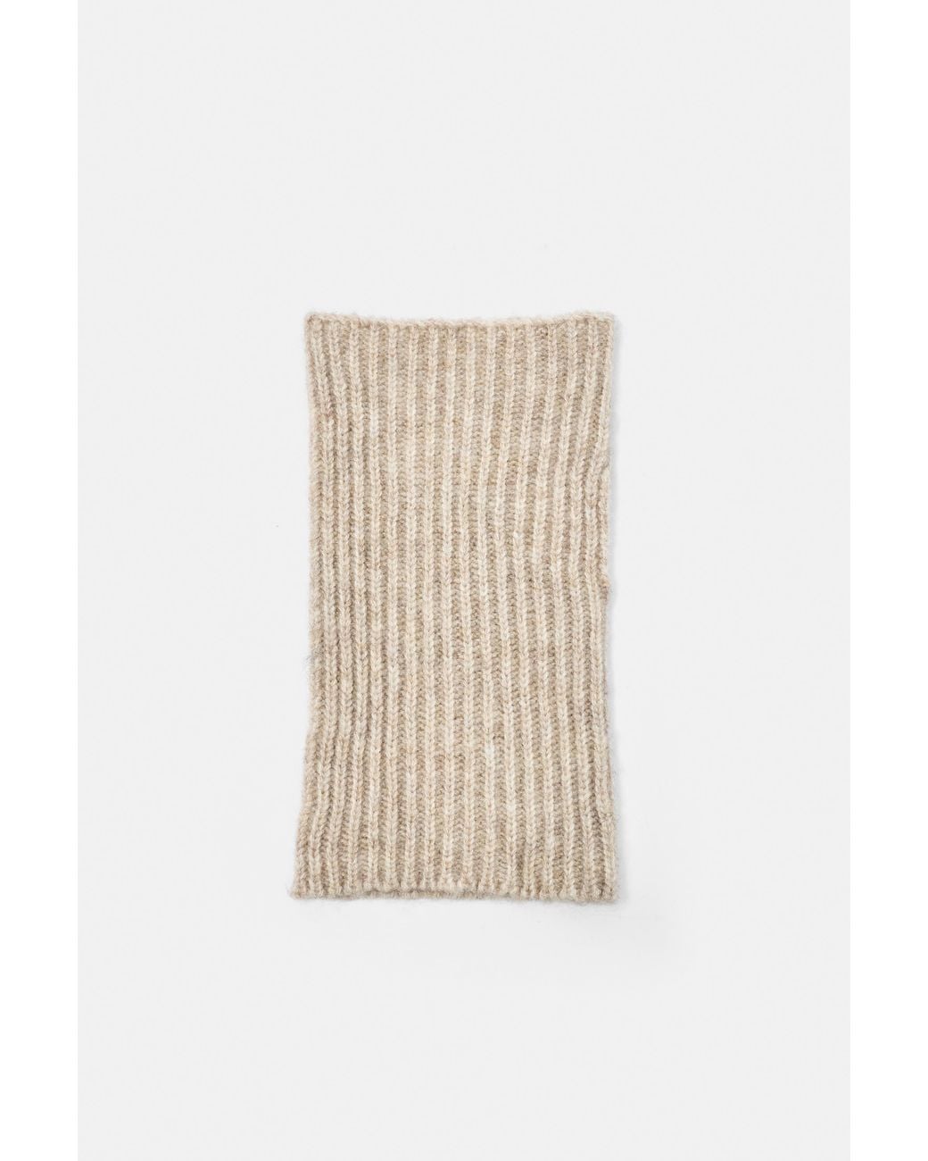 Pull&Bear Natural Ribbed Knit Mittens