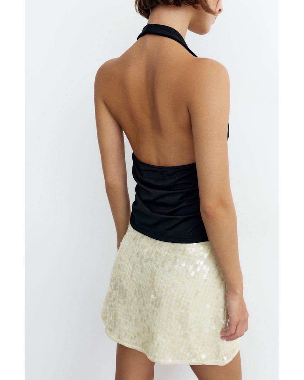 Pull&Bear White Sequin Mini Skirt