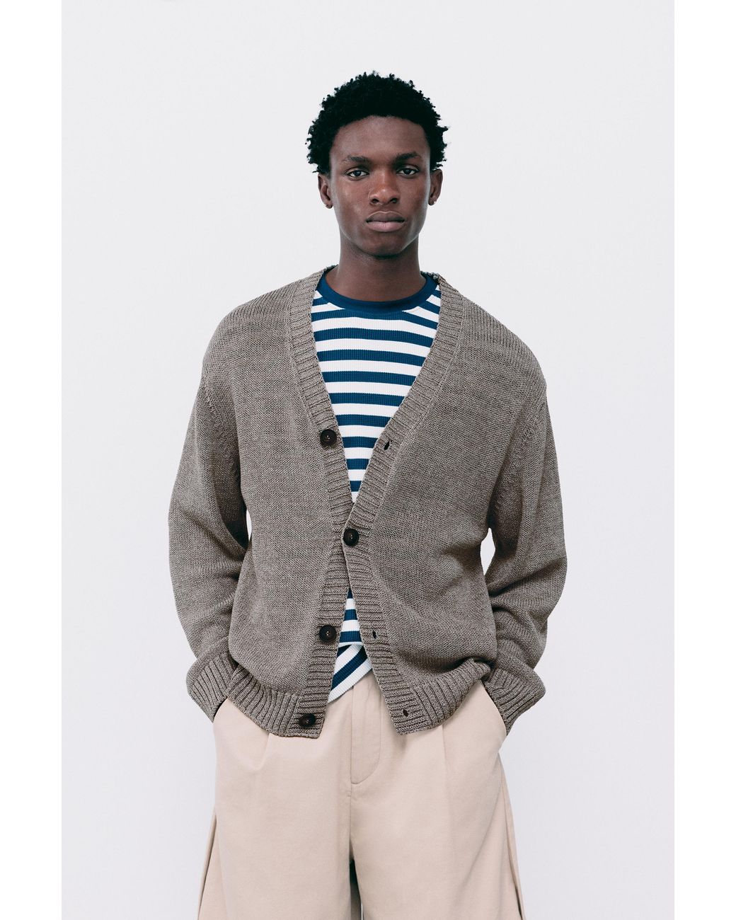 Pull&Bear Gray Rustic Cardigan for men