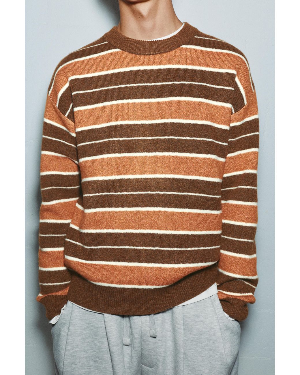 Pull Rayé Pull&Bear pour homme en coloris White
