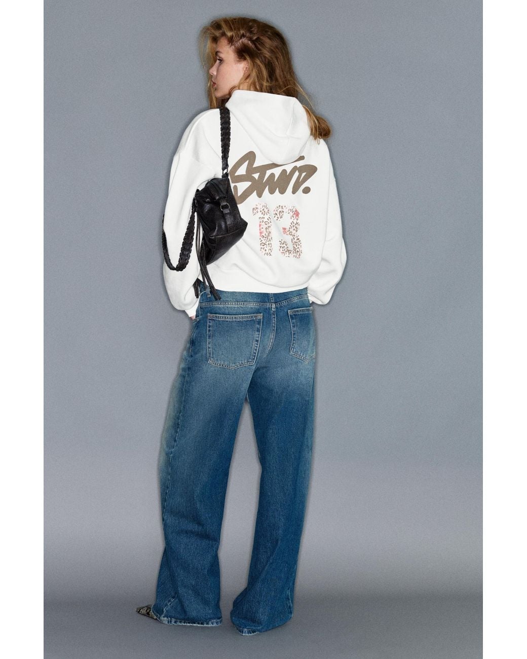 Pull&Bear Blue Stwd Leopard Hoodie