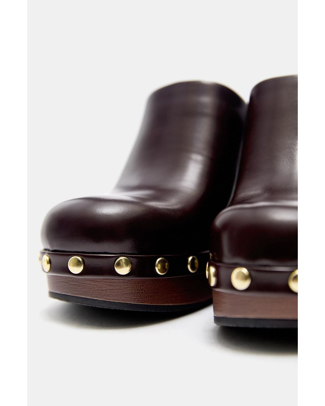 Pull&Bear Blue Heeled Clogs With Studs