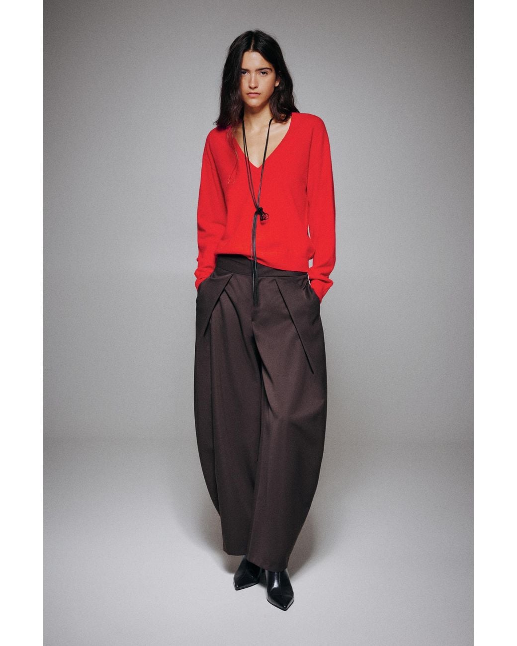 Pull&Bear Basis Trui Met V-Hals in het Red